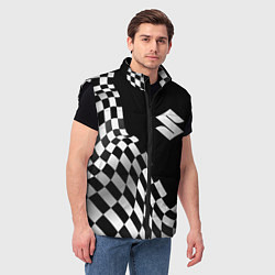 Мужской жилет Suzuki racing flag, цвет: 3D-черный — фото 2
