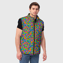 Мужской жилет Мелкие блоки Тетрис, цвет: 3D-черный — фото 2