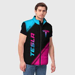 Мужской жилет Tesla - neon gradient: надпись, символ, цвет: 3D-черный — фото 2