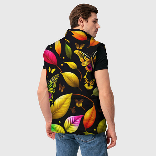 Мужской жилет Листья и бабочки / 3D-Черный – фото 4