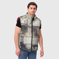 Мужской жилет Футуристическая архитектура будущего, цвет: 3D-красный — фото 2