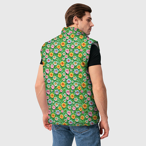 Мужской жилет Объемные текстурные цветочки / 3D-Светло-серый – фото 4