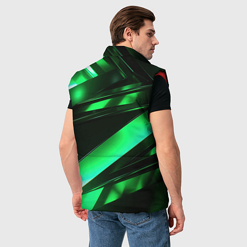 Мужской жилет Зеленая неоновая абстракция / 3D-Красный – фото 4