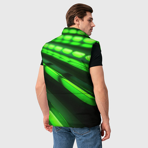 Мужской жилет Green neon abstract / 3D-Черный – фото 4