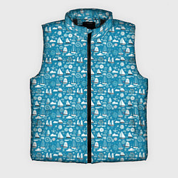 Мужской жилет Белые кораблики паттерн, цвет: 3D-черный