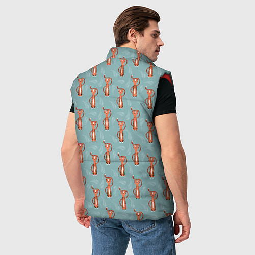 Мужской жилет Тигр на голубом фоне / 3D-Красный – фото 4