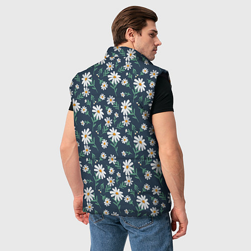 Мужской жилет Паттерн с ромашками / 3D-Черный – фото 4