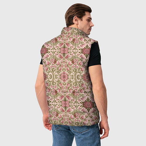Мужской жилет Розовые цветы и вензеля / 3D-Черный – фото 4