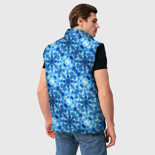 Мужской жилет Светящиеся голубые цветочки / 3D-Черный – фото 4