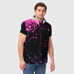 Мужской жилет Неоновые звезды - neon, цвет: 3D-черный — фото 2