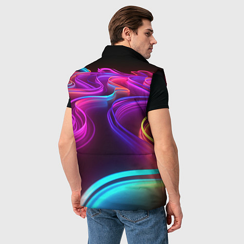 Мужской жилет Неоновые волны / 3D-Черный – фото 4