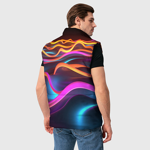 Мужской жилет Неоновые фиолетовые волны / 3D-Черный – фото 4