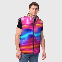 Мужской жилет Неоновые объемные волны, цвет: 3D-светло-серый — фото 2