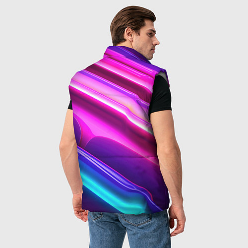 Мужской жилет Неоновые объемные полосы / 3D-Светло-серый – фото 4