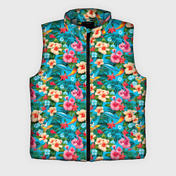Мужской жилет Гавайские цветы паттерн, цвет: 3D-светло-серый