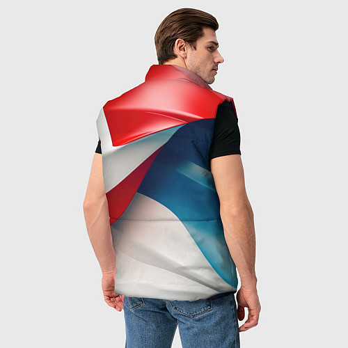 Мужской жилет Белые синие красные объемные волны / 3D-Черный – фото 4