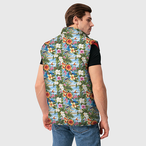 Мужской жилет Гавайские цветочки паттерн / 3D-Красный – фото 4