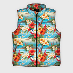 Мужской жилет Светлый гавайский фон и цветы