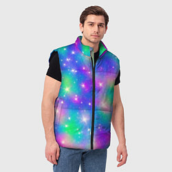 Мужской жилет Яркий космос розово-синий с вкраплениями зеленого, цвет: 3D-черный — фото 2