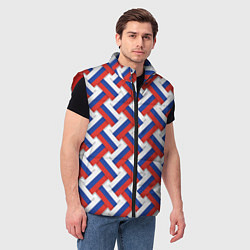 Мужской жилет Россия - плетёнка, цвет: 3D-красный — фото 2