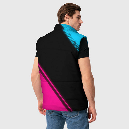 Мужской жилет Fall Out Boy - neon gradient: надпись, символ / 3D-Черный – фото 4