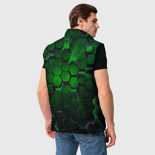 Мужской жилет Зелёные соты / 3D-Черный – фото 4