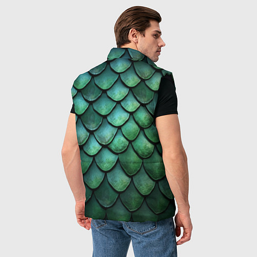 Мужской жилет Чешуя зелёного дракона / 3D-Черный – фото 4