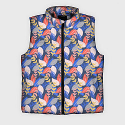 Мужской жилет Яркие листики, цвет: 3D-черный