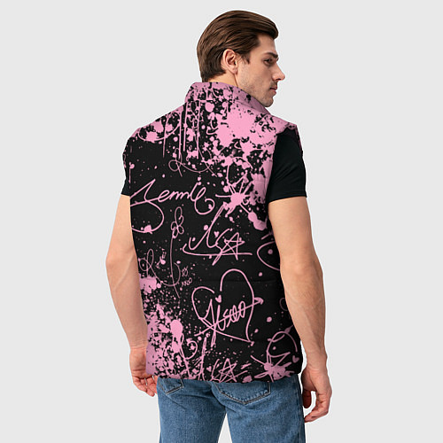 Мужской жилет Блэкпинк - автографы / 3D-Черный – фото 4