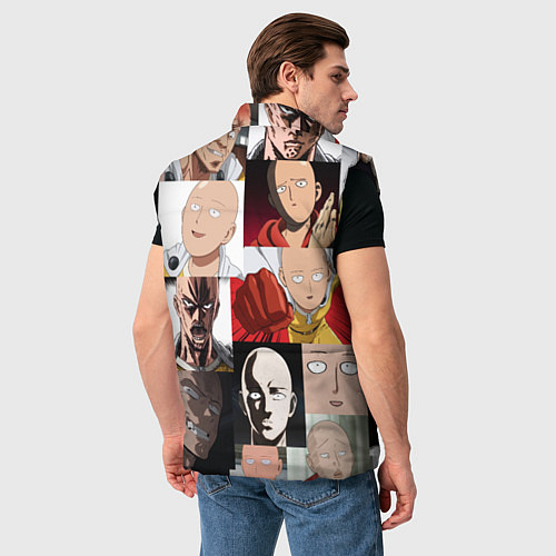 Мужской жилет Saitama - many faces / 3D-Черный – фото 4