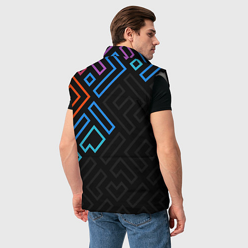 Мужской жилет Геометрические фигуры на тёмном фоне тетрис / 3D-Светло-серый – фото 4