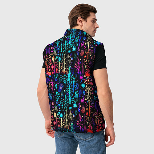 Мужской жилет Флуоресцентные Цветы / 3D-Черный – фото 4