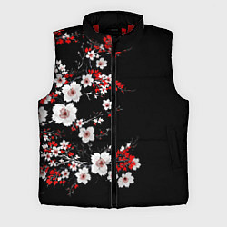 Мужской жилет Белая и красная сакура - цветение, цвет: 3D-красный