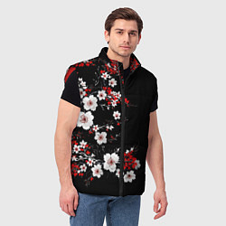 Мужской жилет Белая и красная сакура - цветение, цвет: 3D-красный — фото 2