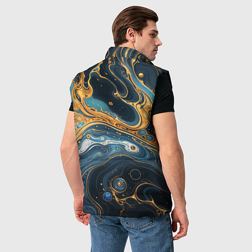 Мужской жилет Черно-золотой узор / 3D-Черный – фото 4