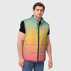 Мужской жилет Градиент Персиковый закат, цвет: 3D-черный — фото 2