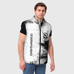 Мужской жилет Disturbed и рок символ на светлом фоне, цвет: 3D-черный — фото 2