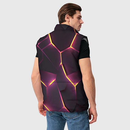 Мужской жилет Пурпурные неоновые плиты / 3D-Светло-серый – фото 4