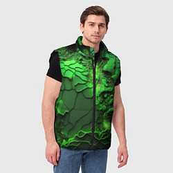 Мужской жилет Объемная зеленая текстура, цвет: 3D-черный — фото 2