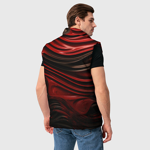 Мужской жилет Кожаная красная и черная текстура / 3D-Черный – фото 4