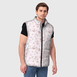 Мужской жилет Акварельный паттерн цветов сакуры, цвет: 3D-черный — фото 2