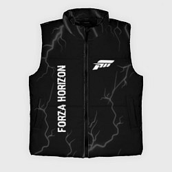 Мужской жилет Forza Horizon glitch на темном фоне: надпись, симв, цвет: 3D-черный