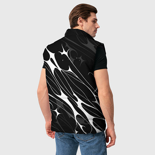 Мужской жилет Белые абстрактные полосы / 3D-Черный – фото 4