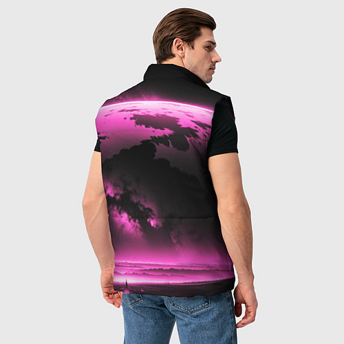Мужской жилет Сай фай пейзаж в черно розовых тонах / 3D-Черный – фото 4