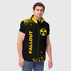 Мужской жилет Fallout - gold gradient: надпись, символ, цвет: 3D-черный — фото 2
