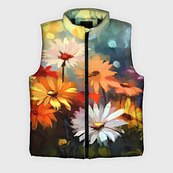 Мужской жилет Маслянные ромашки, цвет: 3D-черный
