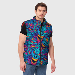 Мужской жилет Неоновые монстры - graffiti art style pattern, цвет: 3D-красный — фото 2