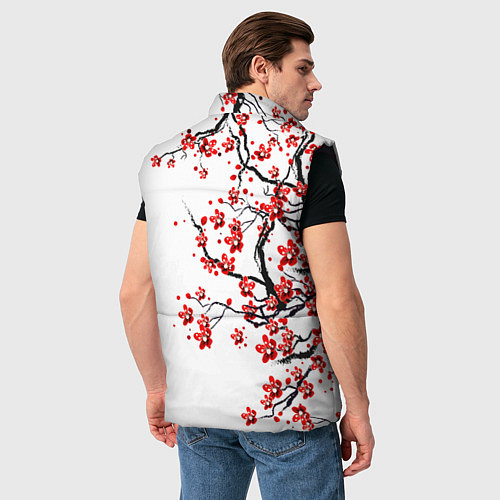 Мужской жилет Цветущее дерево сакуры / 3D-Черный – фото 4