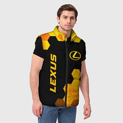 Мужской жилет Lexus - gold gradient: надпись, символ, цвет: 3D-черный — фото 2