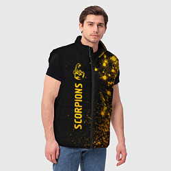 Мужской жилет Scorpions - gold gradient: по-вертикали, цвет: 3D-черный — фото 2